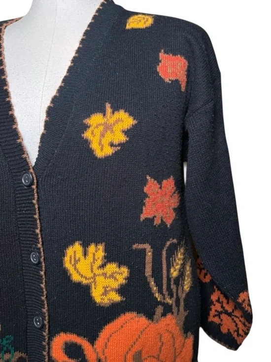 JJ Poole Fall Pumpkin Patch Vintage Halloween Cardigan - Picture 3 of 9